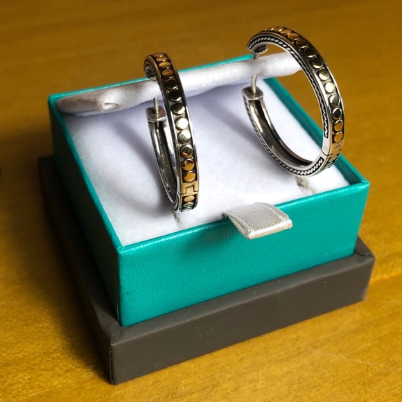 EFFY 18k Yellow Gold and Sterling Silver Med size Hoop Earrings - Picture 5 of 8